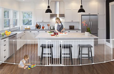 Wisairt 8 Panels Extra Wide Baby Gate,35.5 -196.6" Adjustable Baby Safety Gate Play Yard with ...