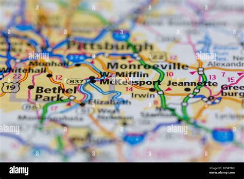 McKeesport Pennsylvania USA shown on a Geography map or Road map Stock ...