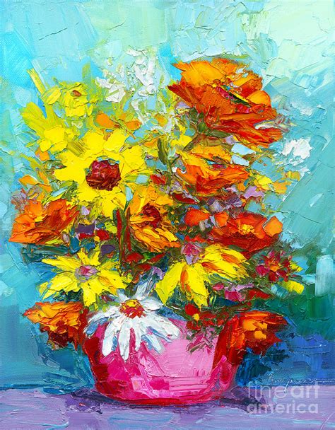 Colorful Wildflowers, Abstract Floral Art Painting by Patricia Awapara