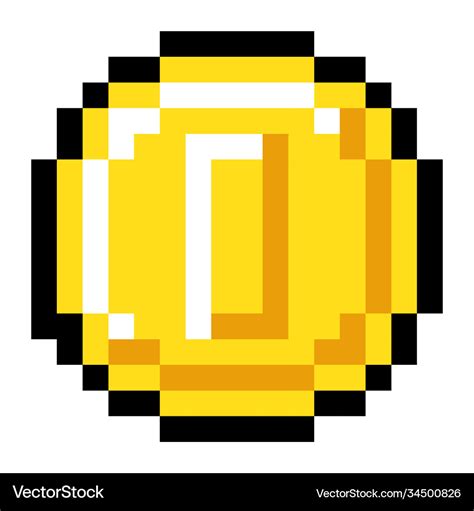 Pixel art style isolated coin for retro Royalty Free Vector