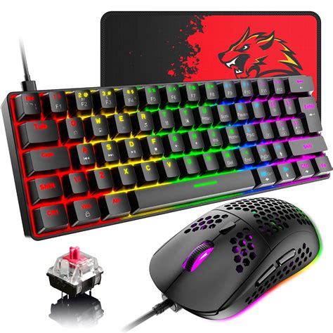 Buy T60 UK Layout 60% Mechanical Keyboard and Mouse Set, Compact 62 ...