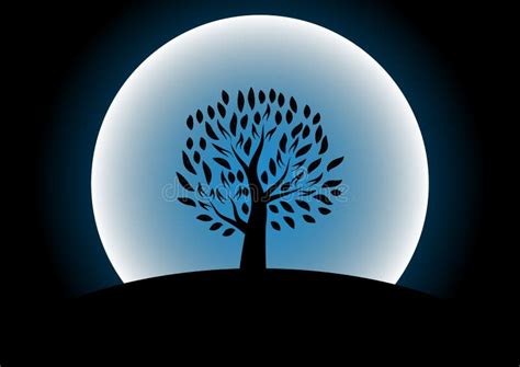 Moon tree silhouette stock vector. Illustration of vector - 138600387