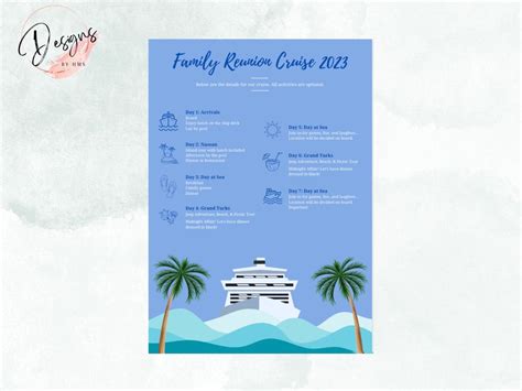 Cruise Itinerary Template 7-day - Etsy