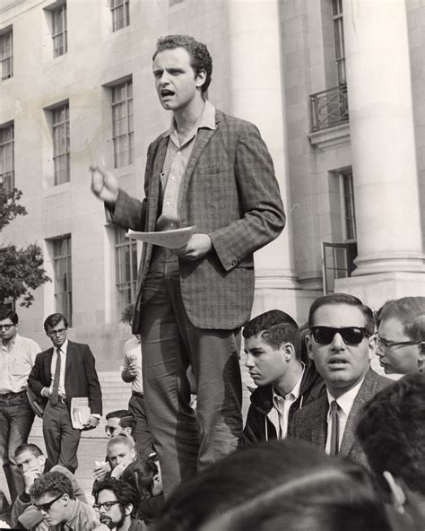 Mario Savio giving a speech to a group of students in front of Sproul ...