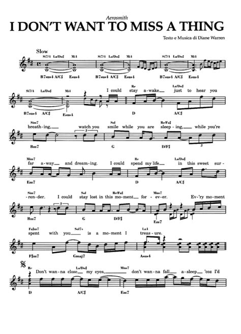 I DON'T WANT TO MISS A THING Sheet music | Easy Sheet Music