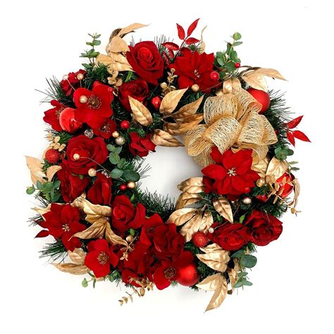 Red and Gold Christmas Wreath | Christmas wreaths, Red gold christmas ...