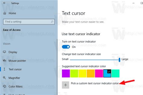 Change Text Cursor Indicator Color in Windows 10