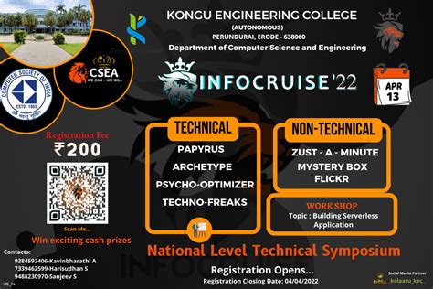 Infocruise'22 Kongu Engineering College, Erode - IndCareer College Events