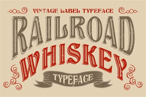 Railroad Whiskey - Vintage Label Letters By Vintage Font Lab | TheHungryJPEG