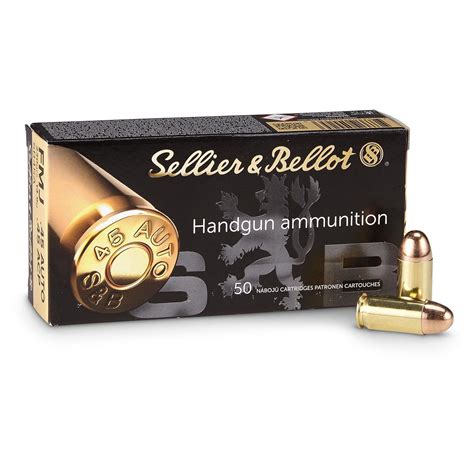 Sellier & Bellot, .45 ACP, FMJ, 230 Grain, 500 Rounds - 207428, .45 ACP ...