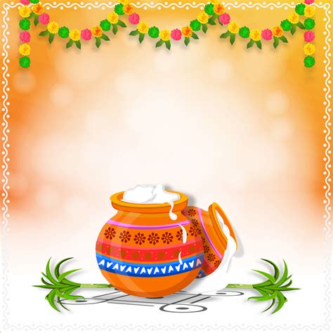 South Indian happy Pongal harvest celebration festival greeting ...