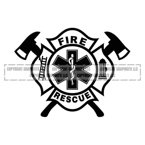 Fire Rescue Logo .eps, .svg, .dxf & 1 .png Vinyl Cutter Ready, T-shirt, CNC Clipart Graphic 1066 ...