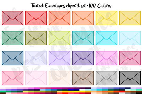 Tinted Envelope clipart, Envelopes clip art set Mail Graphic By Best ...