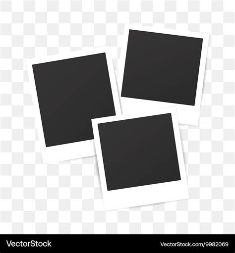 Blank set photo polaroid frame on transparent Vector Image