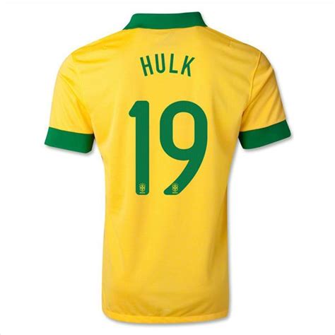 Men's Medium 2013 Brazil Hulk 19 Yellow Home Soccer Jersey Football Shirt Trikot 820103337403 on ...