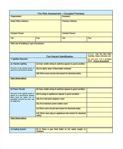 6+ Fire Risk Assessment Templates - Free Samples, Examples Format Download