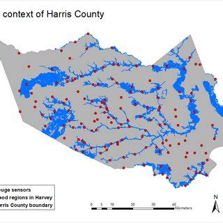 Overview of Harris County. Blue regions represent flood zones of Harris... | Download Scientific ...