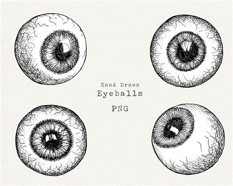 Eyeballs Clip Art Hand Drawn Eyeball PNG Halloween Graphics - Etsy