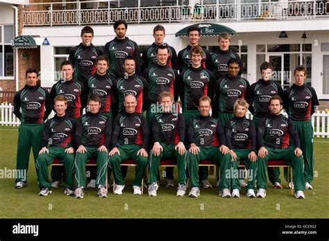 Leicestershire County Cricket Team Group in Twenty20 kit, left to right, (back) Nathan Buck ...