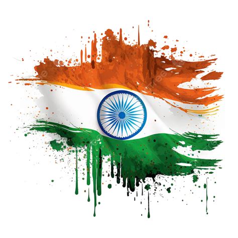 Indian Independence Day Artistic Brush Flag Clipart Transparent, Flag ...