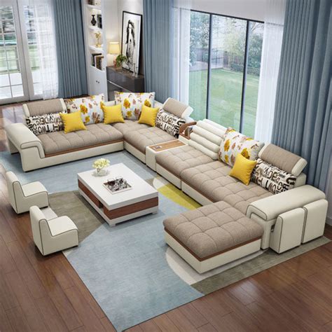 Living Room Furniture Couch U Shaped Sofa Set 7 Seater Modern Style ...