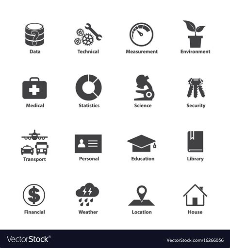 Data type icon set different kinds of Royalty Free Vector