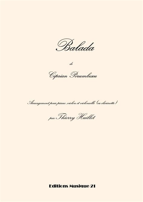 Porumbescu: Balada, transcription and harmonization for piano, violin ...