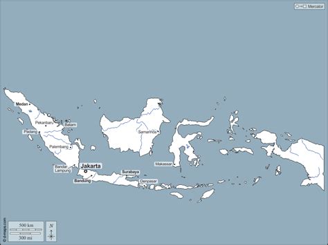 Indonesia free map, free blank map, free outline map, free base map outline, hydrography, main ...