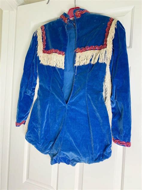 Vintage Majorette Costume Dance Sequin Baton Blue Red White Velvet Fringe 1950s | #3905841850