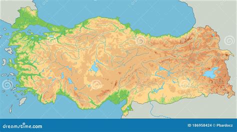 High Detailed Turkey Physical Map. Vector Illustration | CartoonDealer ...