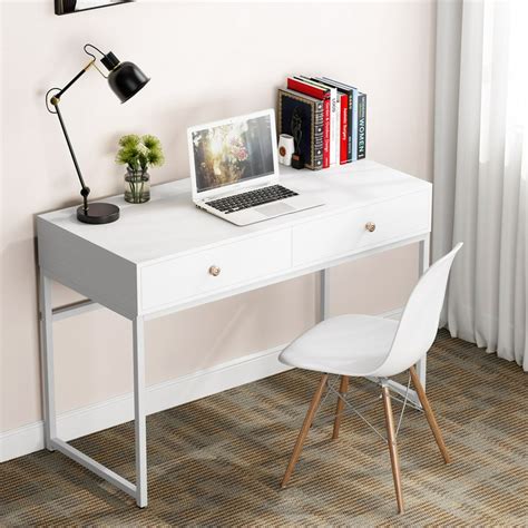 Tribesigns 47" Computer Desk with 2 Drawers, Modern Simple Laptop Desk ...