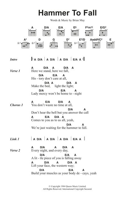 Hammer To Fall by Queen - Guitar Chords/Lyrics - Guitar Instructor