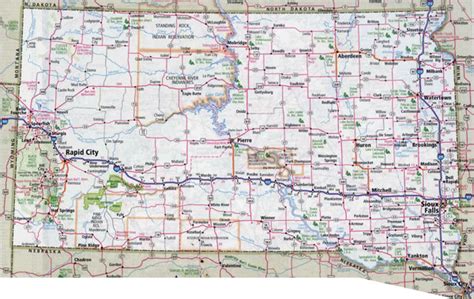 Large detailed roads and highways map of South Dakota with all cities ...