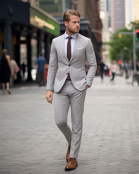 Light Gray Suit with Oxford Brown Shoes | Hockerty