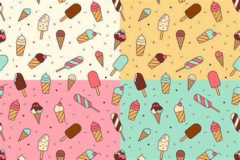 Ice Cream Vector Free Seamless Pattern on Behance