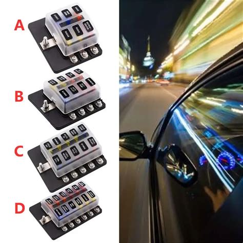 12 Ways Car Fuse Box with LED Indicator Light Car Screw Binding Post Model Fuses for Auto Car ...