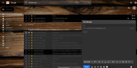 Dark Gmail Theme 2019 - Use with Gmail's Wood Theme - Lion CX