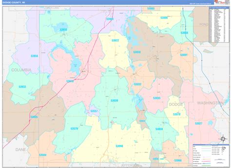 Dodge County, WI Wall Map Color Cast Style by MarketMAPS - MapSales