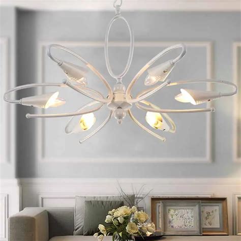 Modern Chandelier for Living Room Bedroom Hanging Iron White Chandelier ...