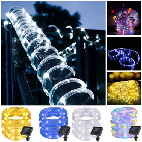 7M 12M 50/100leds Solar LED String Lights Outdoor Rope Tube Led String ...