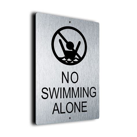 No Swimming Alone Pool Sign | Pool Signs | No Swimming Alone | Pool Decor