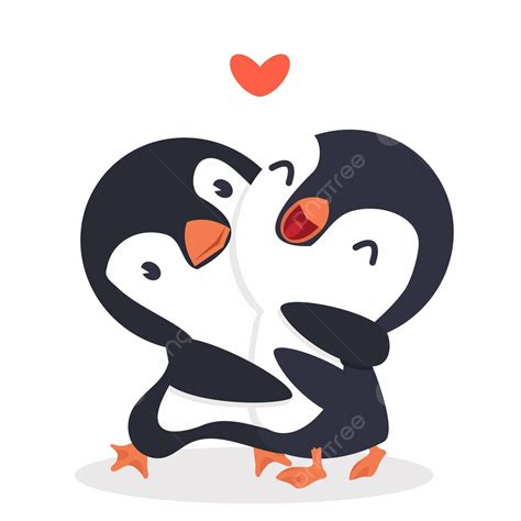 Mignons Pingouins Heureux Couple Câlin Dessin Pingouin Vecteur Animal Vecteur PNG , Dessin ...