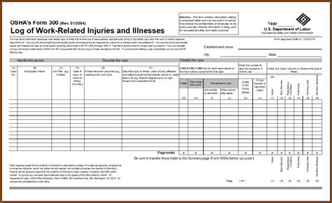 Osha 300 Form Printable - Printable Forms Free Online