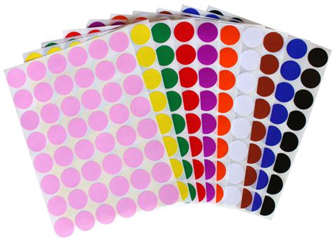 Circles 17 mm Labels Round Dots Multi Color Stickers 15 Colors 3/4 Inch 720 Pack - Stickers