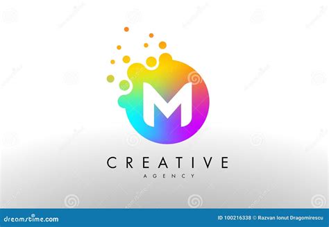 M Rainbow Dots Letter Logo. Letter Design Vector with Colorful D Stock ...