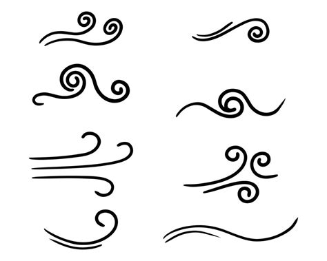 Doodle of wind gust isolated on a white background. hand drawn vector ...