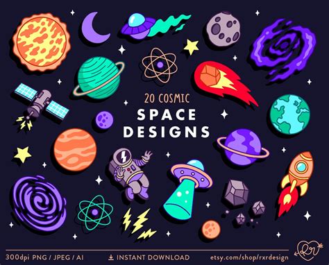 Space Clip Art, Cosmic Clipart, Planets Clipart, Spaceman Clipart, Galaxy Clipart, Solar System ...