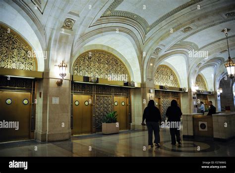 Interior of City Hall lobby, Chicago, Illinois. Local government building in downtown Chicago ...