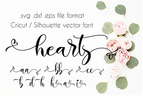 Christmas fonts Hearts Cricut font Silhouette hearts font | Etsy