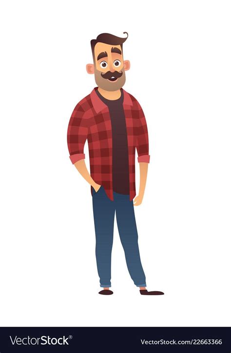 Happy man hipster in cartoon style Royalty Free Vector Image Character ...